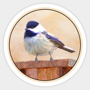 Chickadee on Birdhouse Sticker